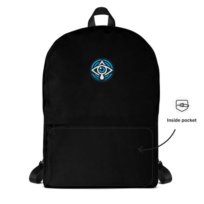 Black Backpack with Blue Round Evil Eye Logo