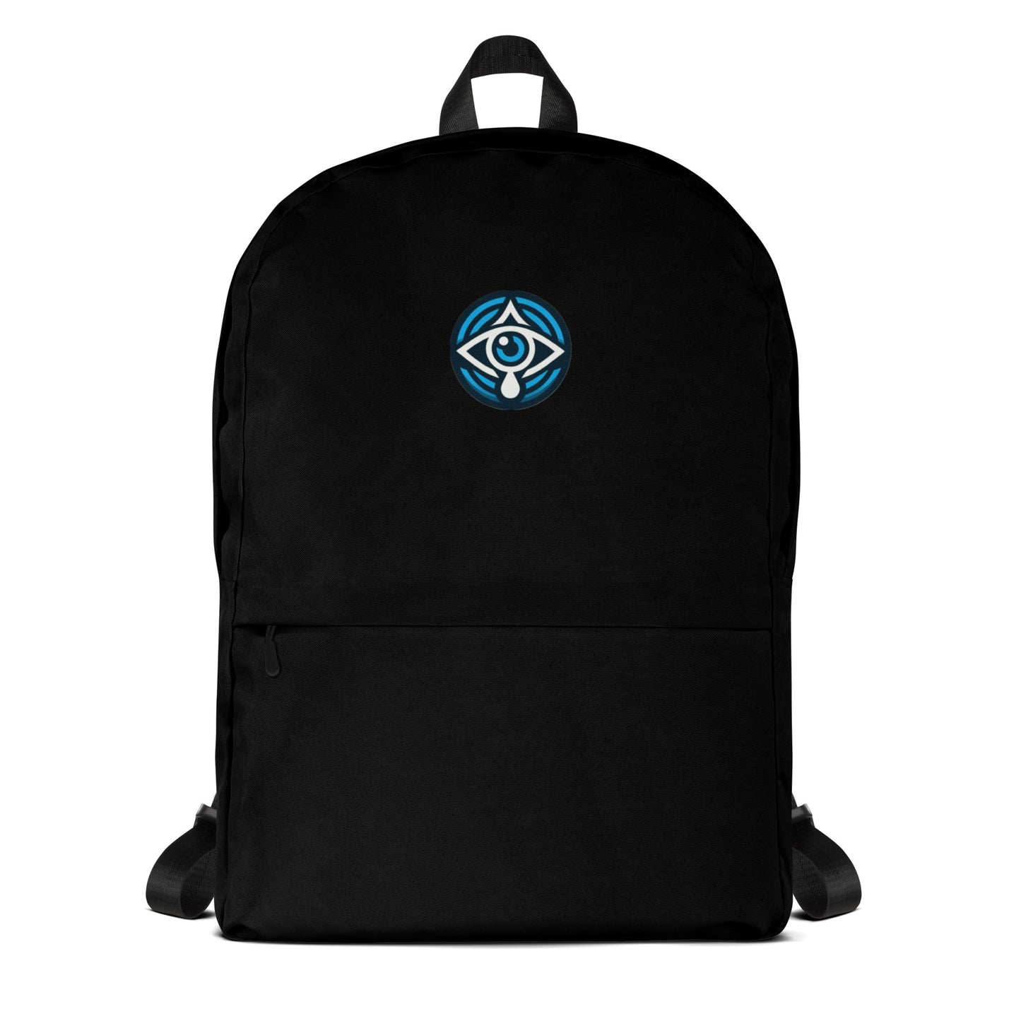 Black Backpack with Blue Round Evil Eye Logo