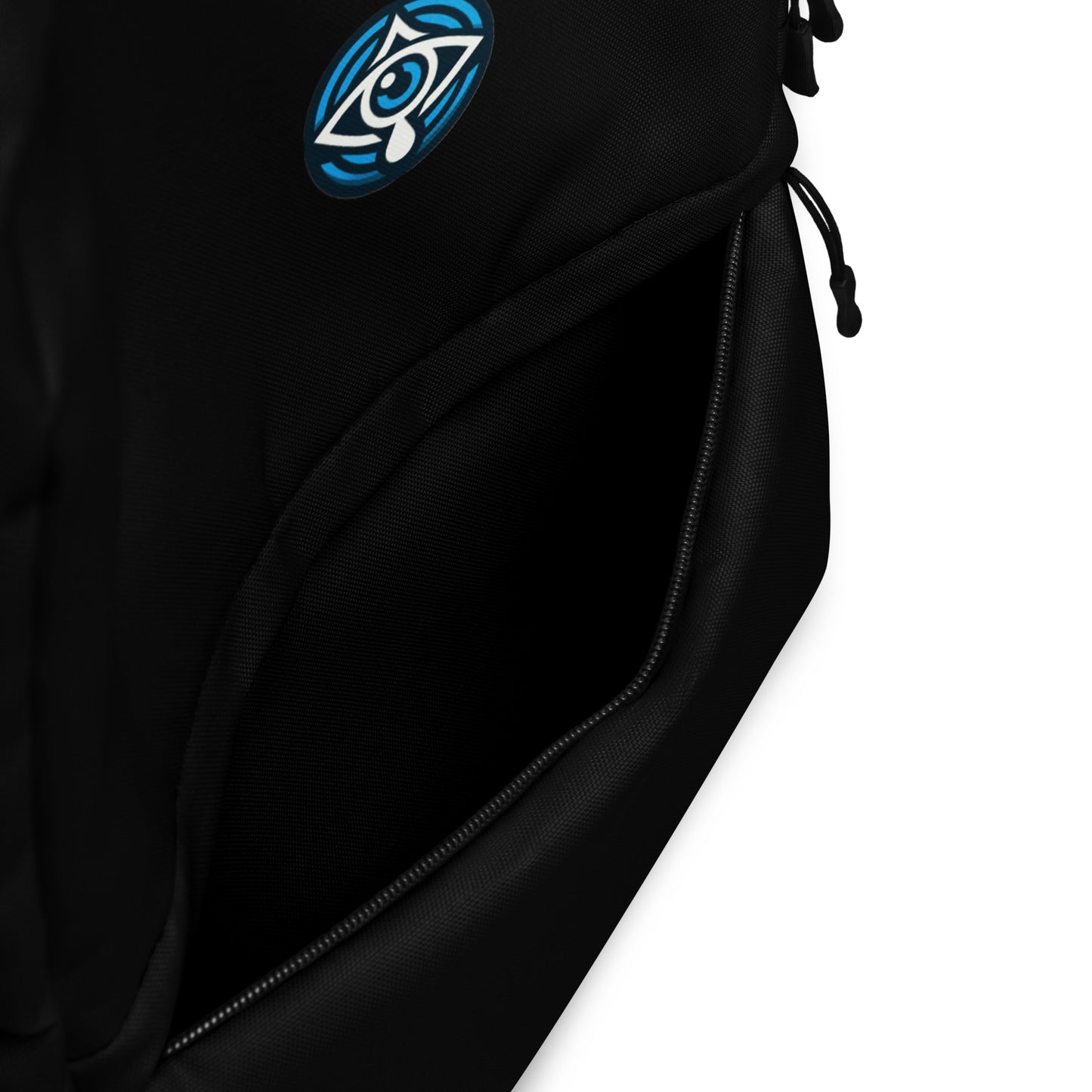 Black Backpack with Blue Round Evil Eye Logo